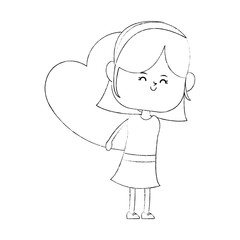 Girl with gift box heart shaped icon vector illustration graphic design