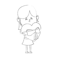 Girl with gift box heart shaped icon vector illustration graphic design