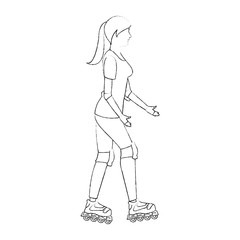 Woman in skates icon vector illustration graphic design