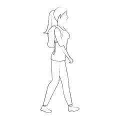 Woman walking cartoon icon vector illustration graphic design