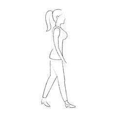 Woman walking cartoon icon vector illustration graphic design