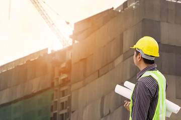 construction engineer at large condominium building site