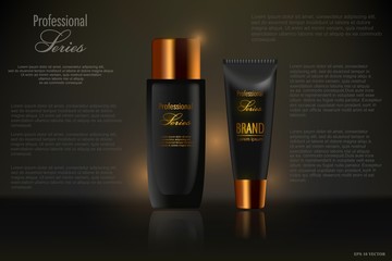 Illustration of cosmetics for promoting premium, Realistic cosmetics
