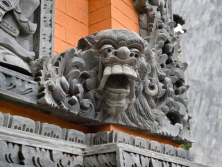 Hindu temple with statues of the gods on Bali island, Indonesia. Balinese Hindu Temple, old hindu...