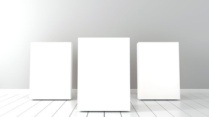 3d empty showroom studio with mock up board 