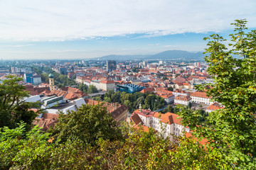 Fototapeta na wymiar Graz Old Town Cityscape Aerial View