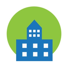 Apartment vector icon on green background, house symbol. Modern, simple flat isolated illustration for web site or mobile app