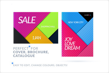 Material design of brochure set, abstract annual report, horizontal cover