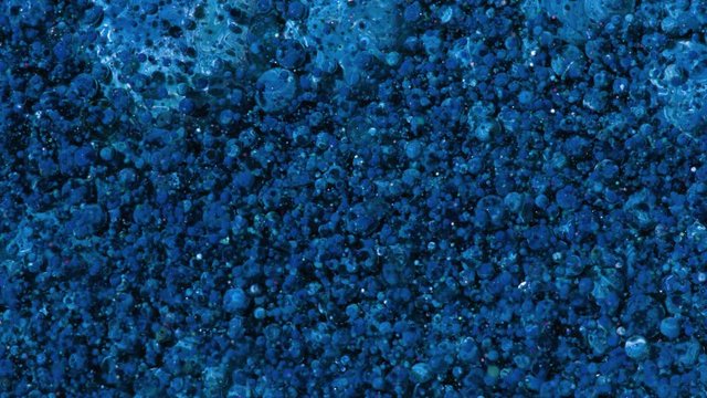 Top view Bright Collors Bubbles Slow Motion Oil Ink is fantastic structure of colorful chaotic motion bubbles stock video is a beautiful, unique, organic 4K clip.
