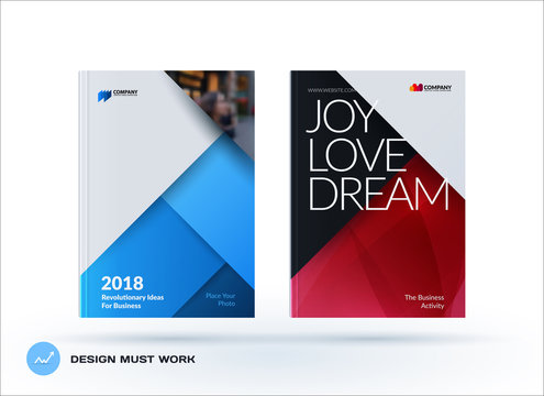 Material design of brochure set, abstract annual report, horizontal cover