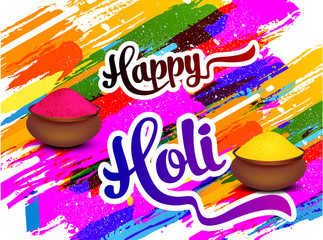 Happy Holi Colorful Background - obrazy, fototapety, plakaty