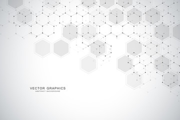Geometric abstract background with hexagon molecule.
