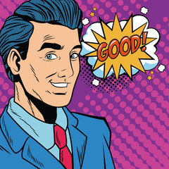 Businessman pop art cartoon vector illustration graphic design