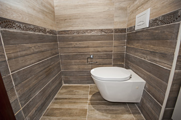 Naklejka na ściany i meble Interior of a luxury show home bathroom toilet