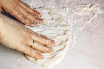 Fototapeta na wymiar The process of making homemade ravioli