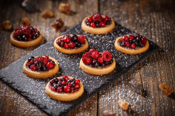 Tartlets with fresh red berries
