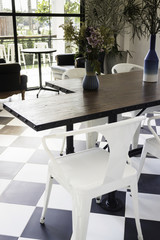 Furniture set in hipster cafe