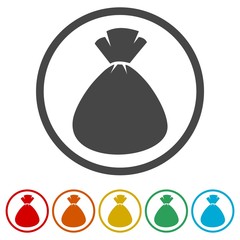Money bag sign icon. 6 Colors Included 