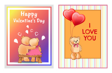 I Love You and Me Teddy Bears Vector