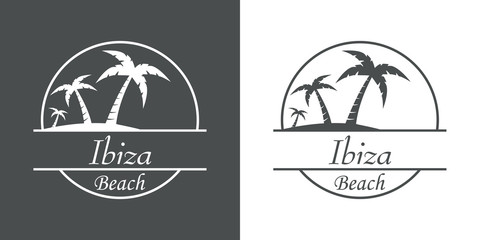 Obraz premium Icono plano Ibiza Beach en gris y blanco
