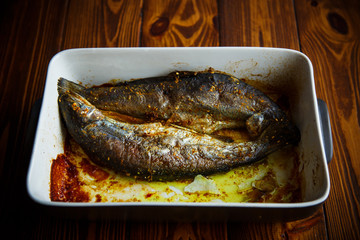 fish baked in ceramic form