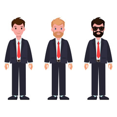 Set of Cartoon Characters in Classic Suits and Tie