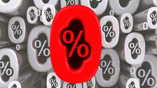 Symbols of zero percent in motion. A lot of different-sized zero percent symbols in motion as background. Footage video