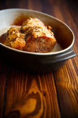 meat baked in ceramic form