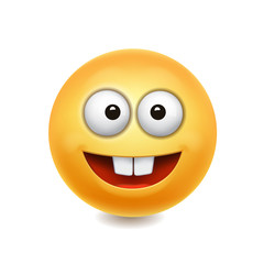 Yellow smile face cute icon, vector illustration