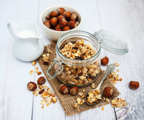homemade granola in jar
