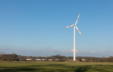 wind turbine with blue sky