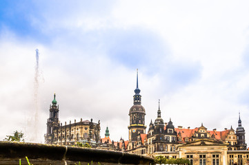 Fototapeta na wymiar Panoramic view of Cityscape of Dresden with church Hofkirche