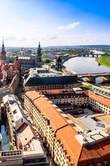 Fototapeta na wymiar Panoramic view on Dresden from top of church Frauenkirche - Germany