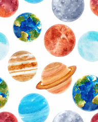 Watercolor space baby vector pattern