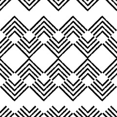 Black and white Ethnic boho seamless pattern. Brushwork. Scribble texture. Folk motif. Textile rapport.