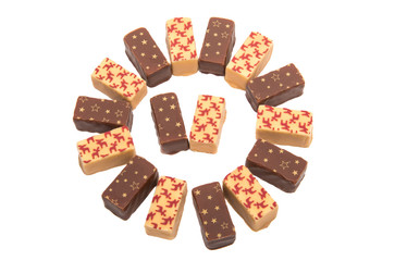 Christmas chocolate candies isolated
