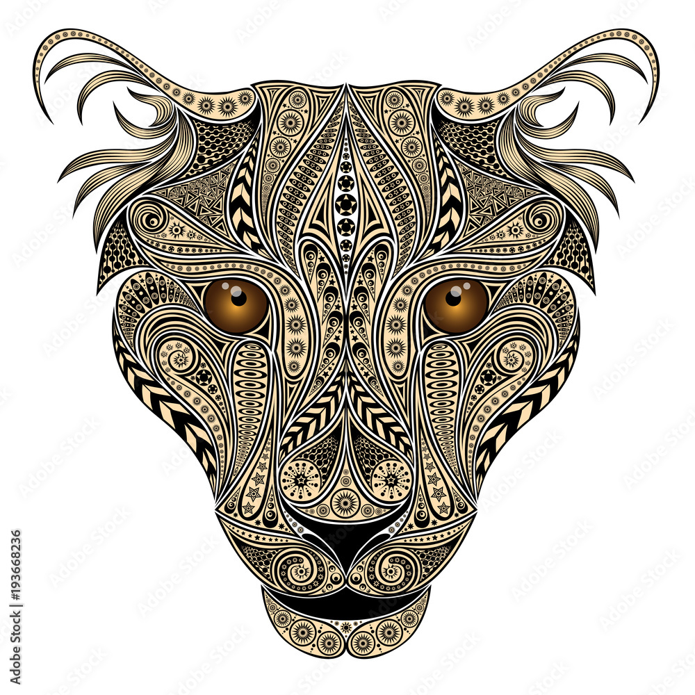 Wall mural Animal. Beautiful vector leopard from vitnage patterns