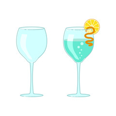 wineglass and exotic cocktail