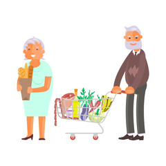 Elderly people on shopping