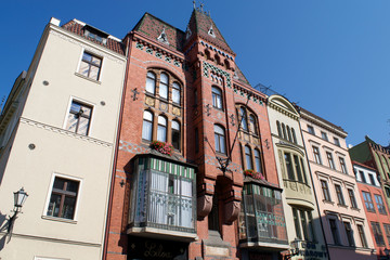 Fototapeta na wymiar Historic buildings in the centre of the Old Town of Torun, Poland