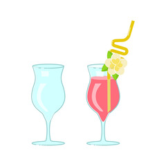 wineglass and exotic cocktail