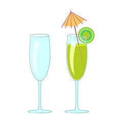 wineglass and exotic cocktail