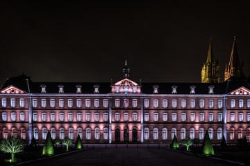 Architecture and attractions of the night city of France Caen