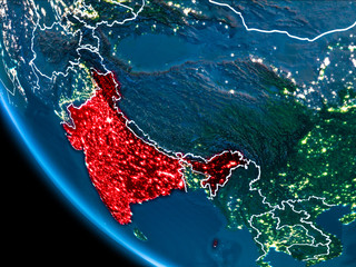 Orbit view of India at night