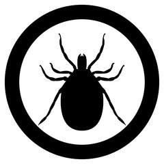 Vector image of a silhouette of a tick on a white background