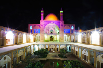 Fototapeta na wymiar View on Agha Bozorg mosque by night in Kashan