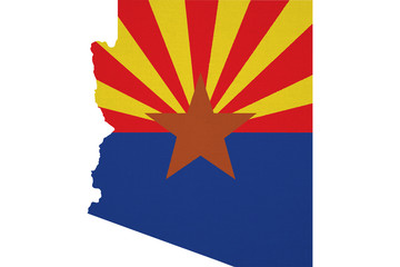 Arizona flag USA with map