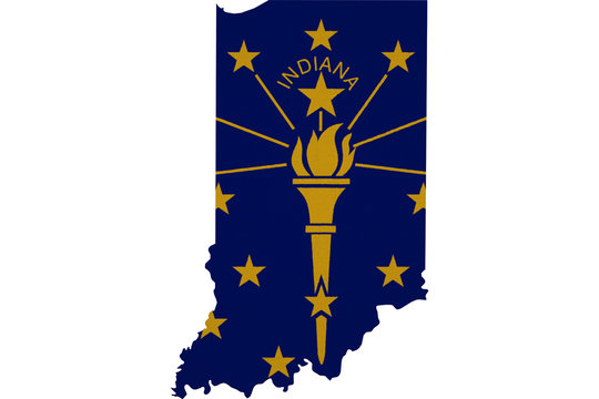 Indiana flag USA with map