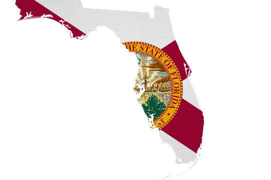 Florida flag USA with map
