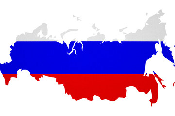 Russia map with Russian flag